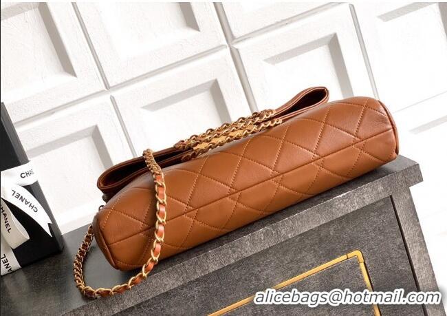 Luxury Classic Chanel Quilted Leather Large Flap Handbag CH101001 Caramel Brown 2025
