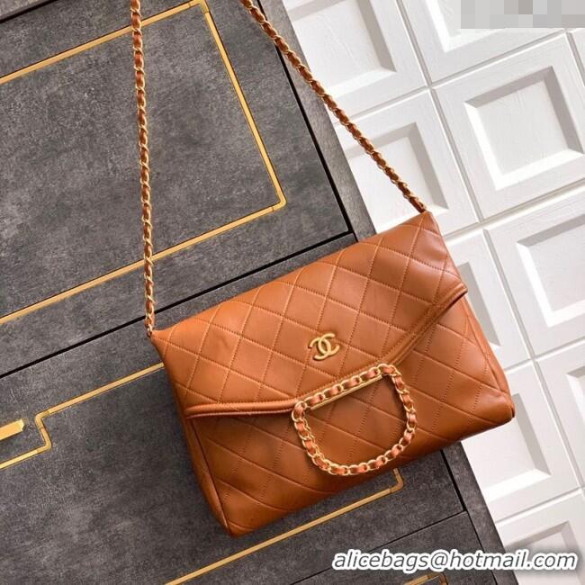 Luxury Classic Chanel Quilted Leather Large Flap Handbag CH101001 Caramel Brown 2025