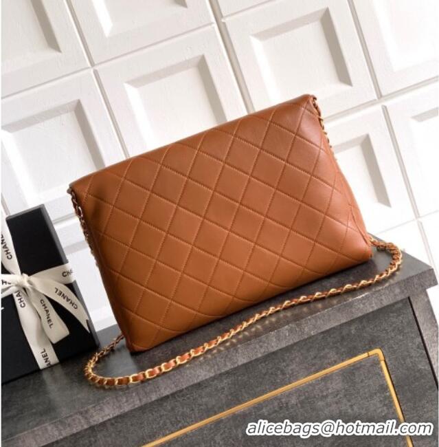 Luxury Classic Chanel Quilted Leather Large Flap Handbag CH101001 Caramel Brown 2025