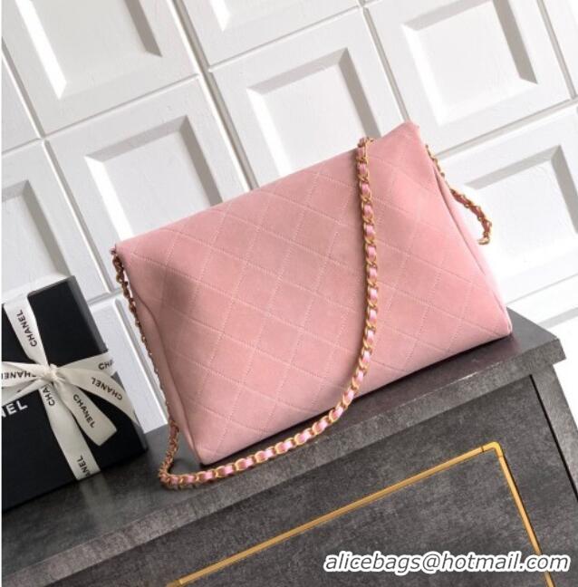 New Arrivals Chanel Quilted Suede Large Flap Handbag CH101001 Pink 2025
