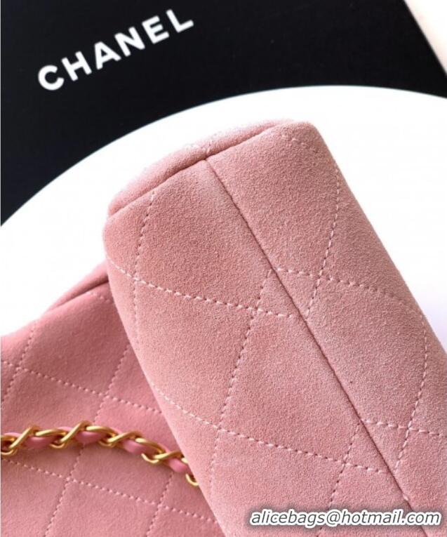 New Arrivals Chanel Quilted Suede Large Flap Handbag CH101001 Pink 2025
