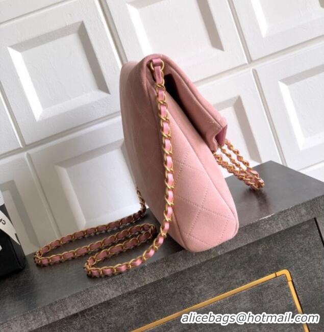New Arrivals Chanel Quilted Suede Large Flap Handbag CH101001 Pink 2025