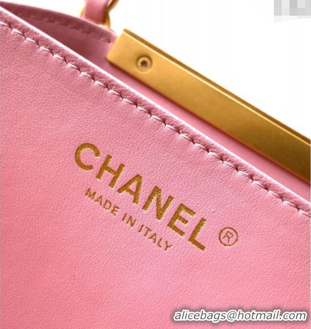 New Arrivals Chanel Quilted Suede Large Flap Handbag CH101001 Pink 2025