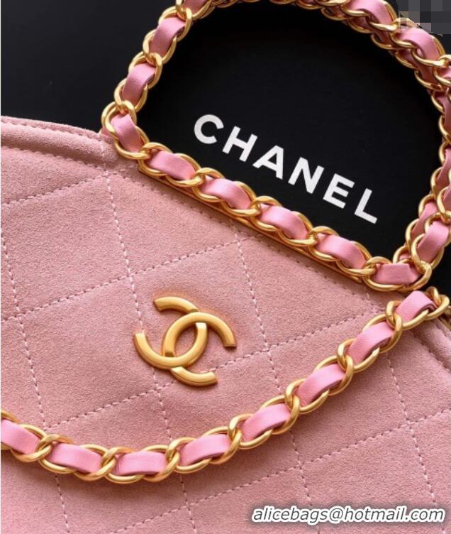New Arrivals Chanel Quilted Suede Large Flap Handbag CH101001 Pink 2025