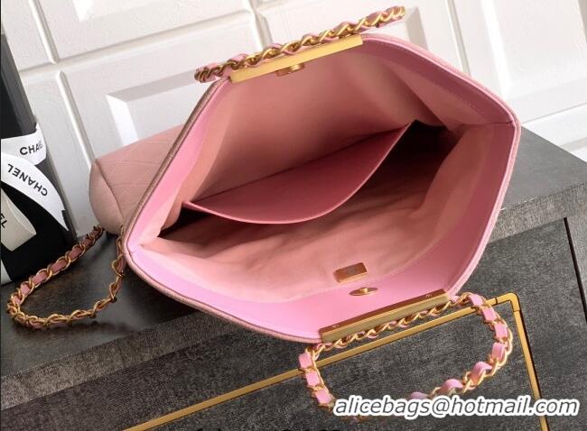 New Arrivals Chanel Quilted Suede Large Flap Handbag CH101001 Pink 2025