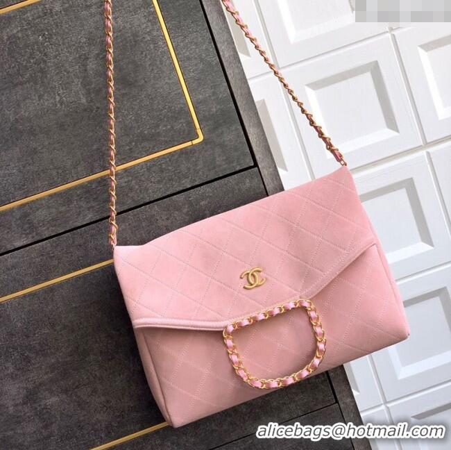 New Arrivals Chanel Quilted Suede Large Flap Handbag CH101001 Pink 2025