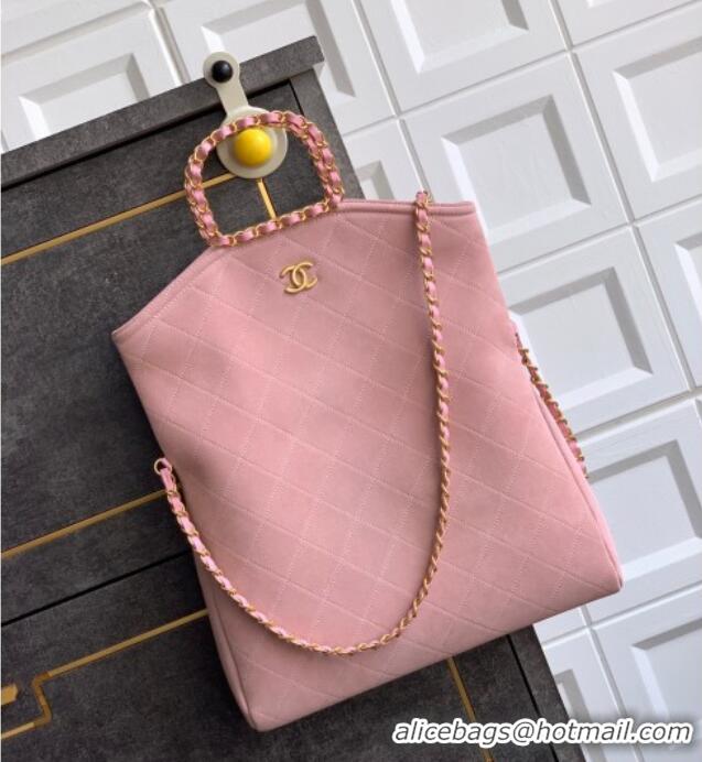 New Arrivals Chanel Quilted Suede Large Flap Handbag CH101001 Pink 2025