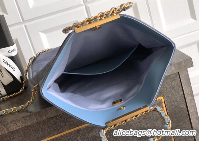 Market Sells Chanel Quilted Suede Large Flap Handbag CH101001 Dusty Blue 2025