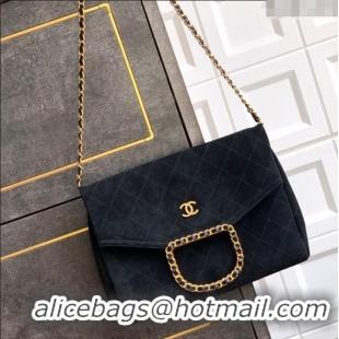 New Product Chanel Quilted Suede Large Flap Handbag CH101001 Black 2025