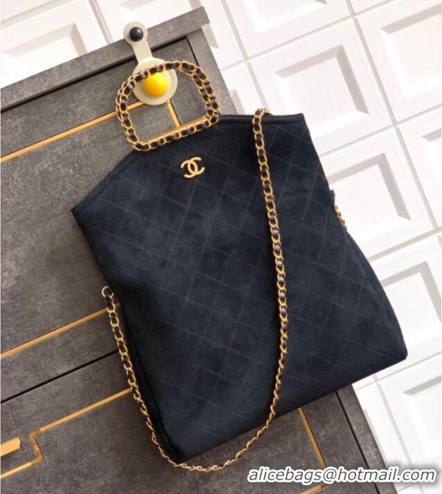 New Product Chanel Quilted Suede Large Flap Handbag CH101001 Black 2025