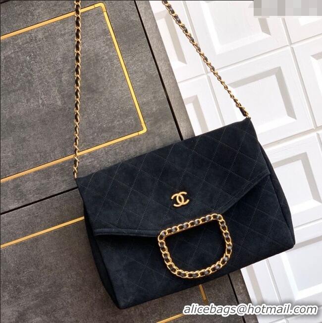 New Product Chanel Quilted Suede Large Flap Handbag CH101001 Black 2025
