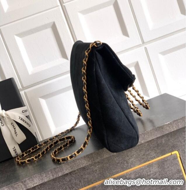New Product Chanel Quilted Suede Large Flap Handbag CH101001 Black 2025