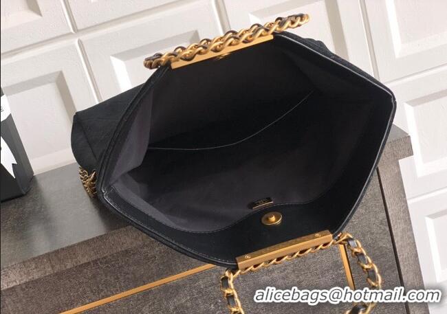 New Product Chanel Quilted Suede Large Flap Handbag CH101001 Black 2025
