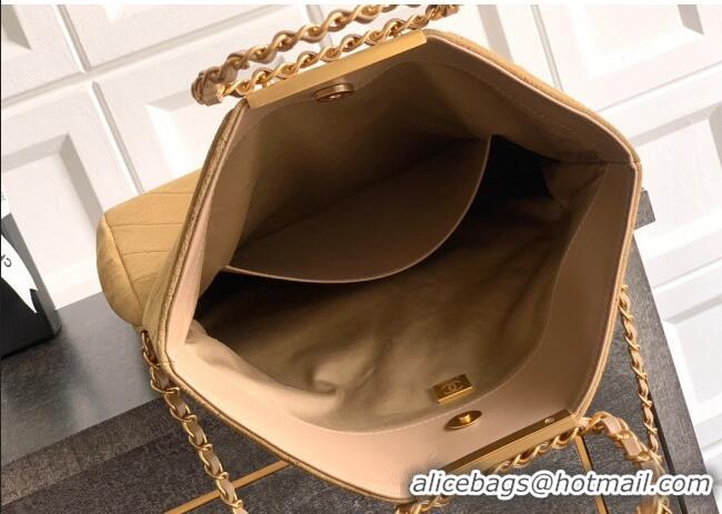 New Stylish Chanel Quilted Suede Large Flap Handbag CH101001 Khaki Yellow 2025