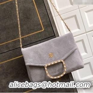 Spot Bulk Chanel Quilted Suede Large Flap Handbag CH101001 Grey 2025