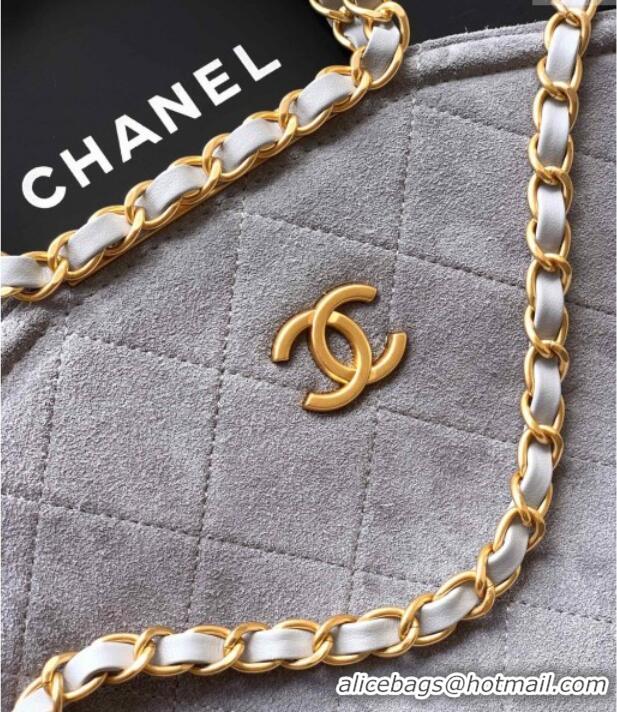 Spot Bulk Chanel Quilted Suede Large Flap Handbag CH101001 Grey 2025