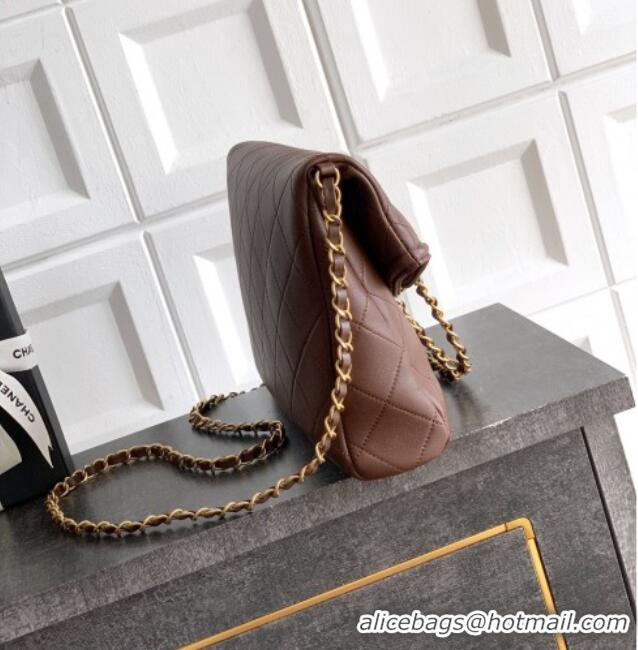 Inexpensive Chanel Quilted Leather Medium Flap Handbag CH101001 Dark Brown 2025