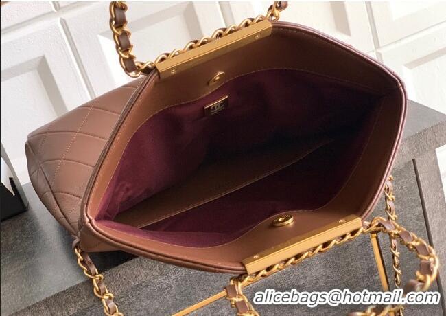 Inexpensive Chanel Quilted Leather Medium Flap Handbag CH101001 Dark Brown 2025