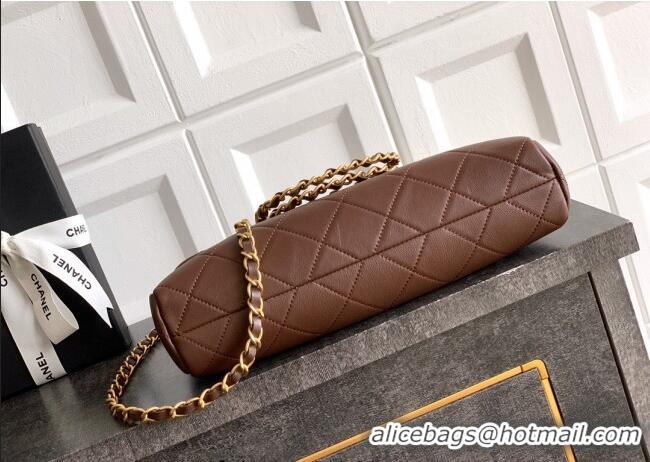 Inexpensive Chanel Quilted Leather Medium Flap Handbag CH101001 Dark Brown 2025