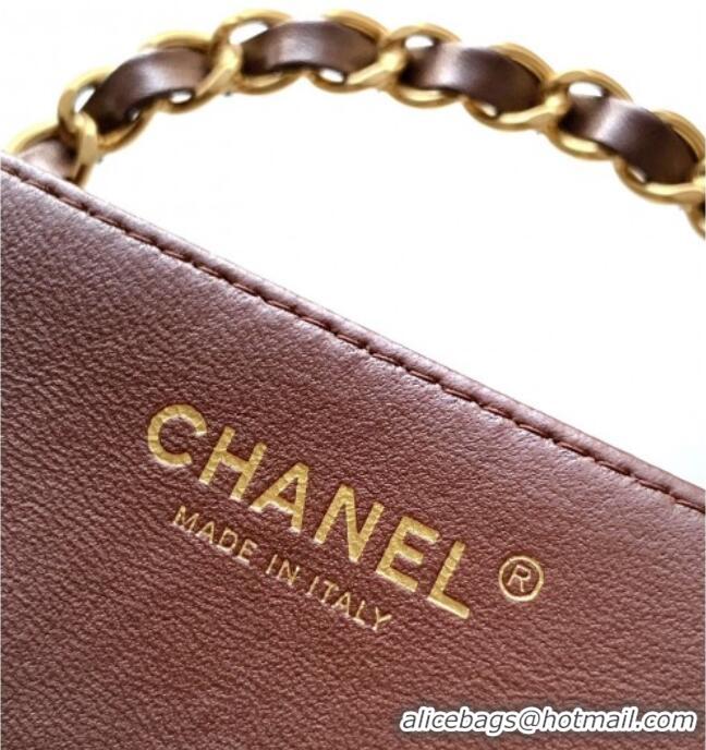 Inexpensive Chanel Quilted Leather Medium Flap Handbag CH101001 Dark Brown 2025