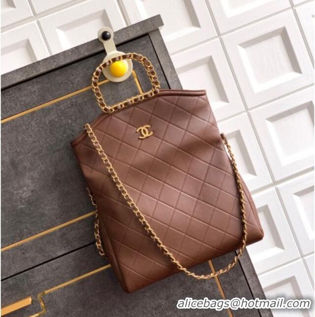Inexpensive Chanel Quilted Leather Medium Flap Handbag CH101001 Dark Brown 2025