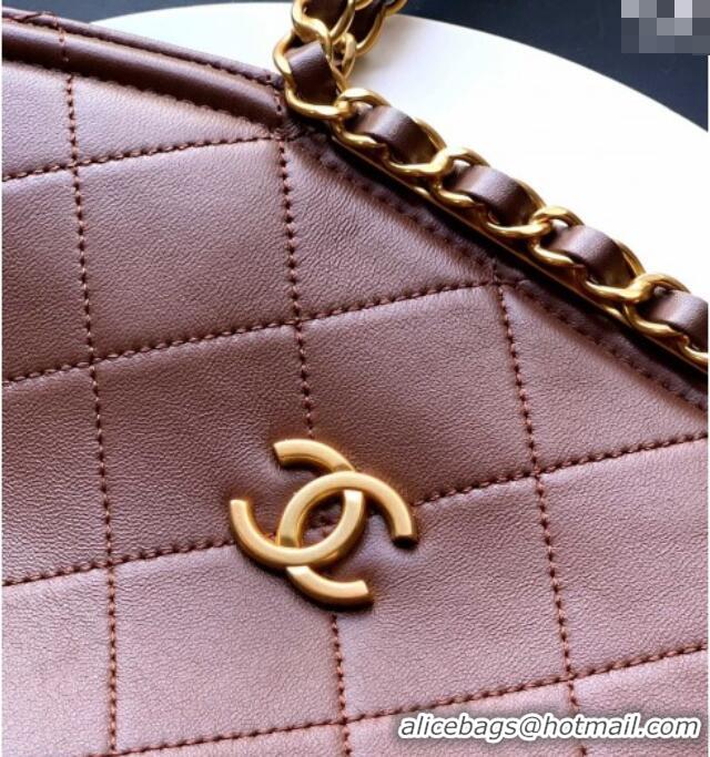 Inexpensive Chanel Quilted Leather Medium Flap Handbag CH101001 Dark Brown 2025