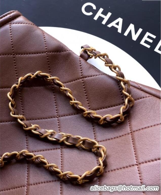 Inexpensive Chanel Quilted Leather Medium Flap Handbag CH101001 Dark Brown 2025