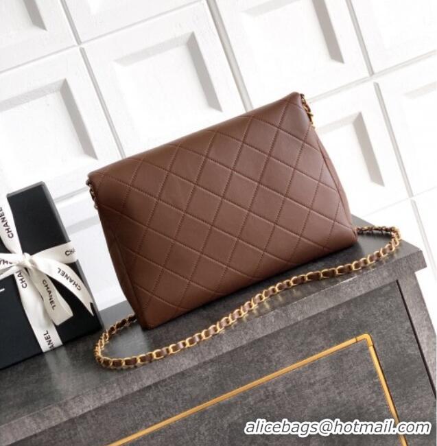 Inexpensive Chanel Quilted Leather Medium Flap Handbag CH101001 Dark Brown 2025