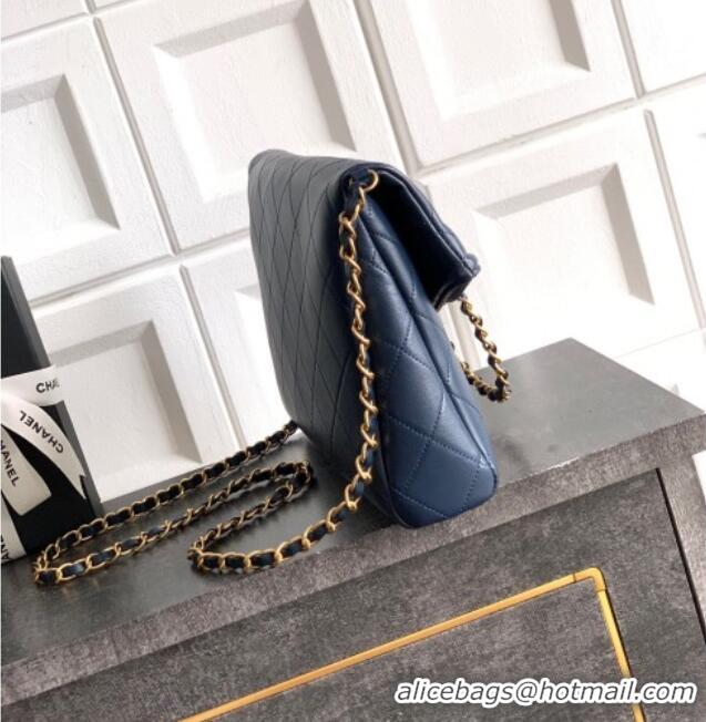 Top Quality Chanel Quilted Leather Medium Flap Handbag CH101001 Midnight Blue 2025
