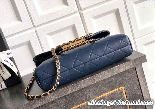 Top Quality Chanel Quilted Leather Medium Flap Handbag CH101001 Midnight Blue 2025