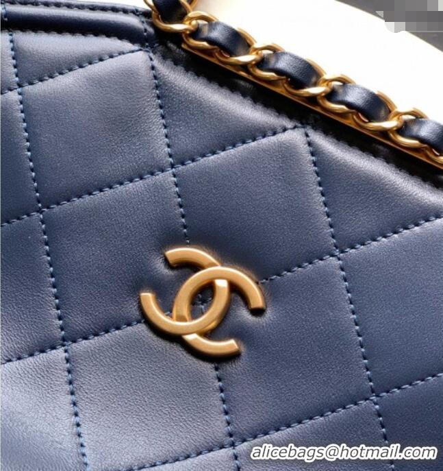 Top Quality Chanel Quilted Leather Medium Flap Handbag CH101001 Midnight Blue 2025
