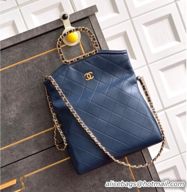 Top Quality Chanel Quilted Leather Medium Flap Handbag CH101001 Midnight Blue 2025