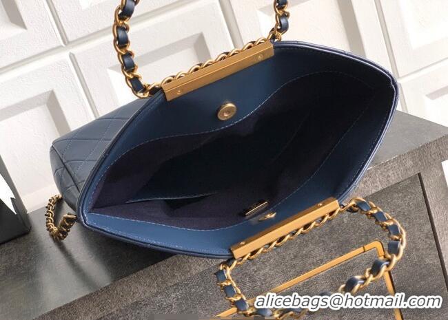 Top Quality Chanel Quilted Leather Medium Flap Handbag CH101001 Midnight Blue 2025