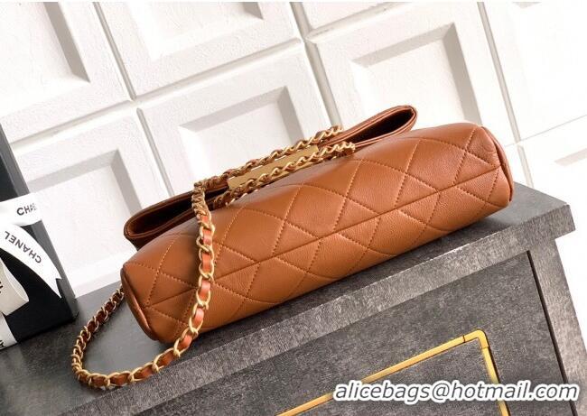 Buy Classic Chanel Quilted Leather Medium Flap Handbag CH101001 Caramel Brown 2025