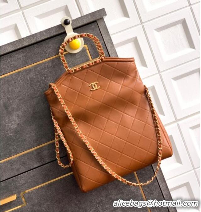 Buy Classic Chanel Quilted Leather Medium Flap Handbag CH101001 Caramel Brown 2025