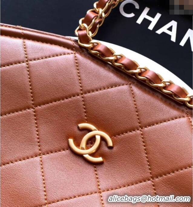 Buy Classic Chanel Quilted Leather Medium Flap Handbag CH101001 Caramel Brown 2025