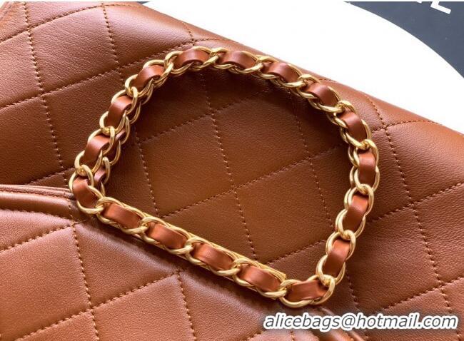 Buy Classic Chanel Quilted Leather Medium Flap Handbag CH101001 Caramel Brown 2025