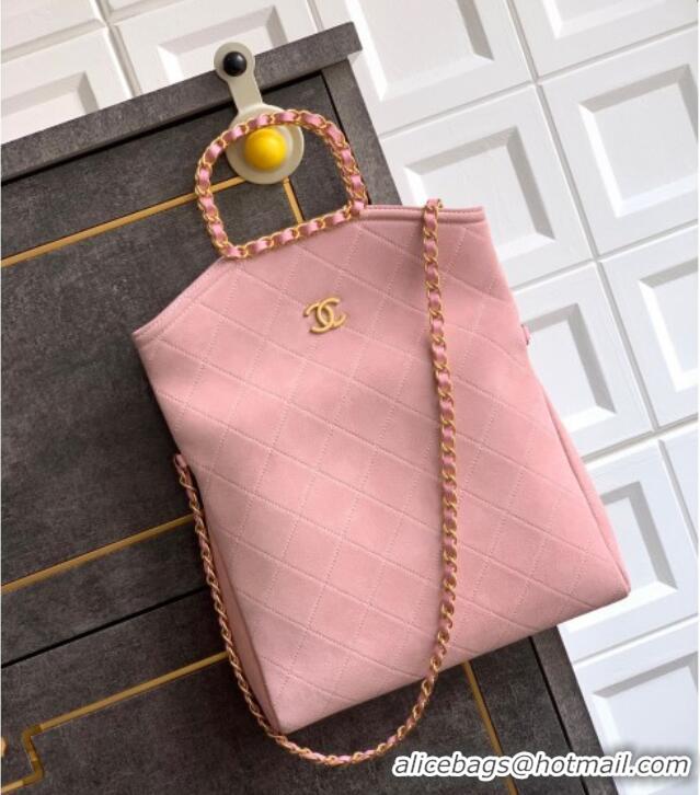 New Fashion Chanel Quilted Suede Medium Flap Handbag CH101001 Pink 2025