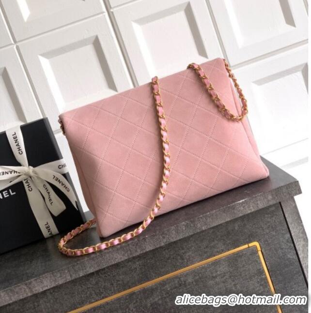 New Fashion Chanel Quilted Suede Medium Flap Handbag CH101001 Pink 2025