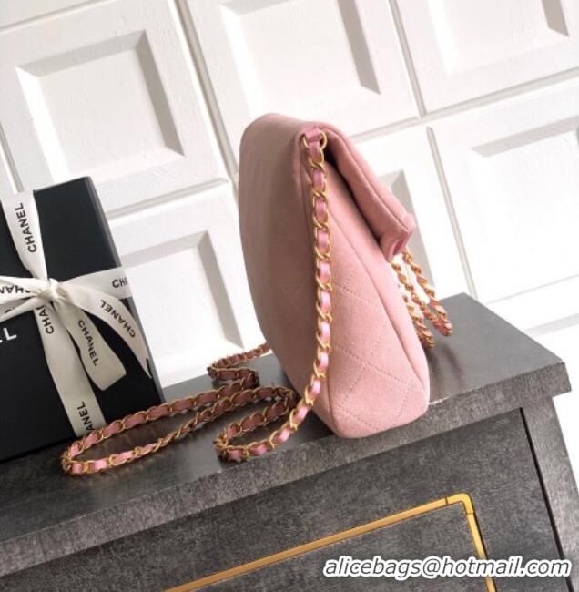 New Fashion Chanel Quilted Suede Medium Flap Handbag CH101001 Pink 2025