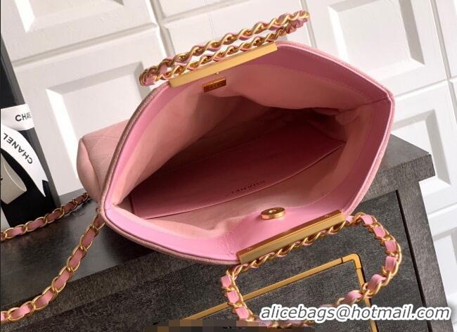 New Fashion Chanel Quilted Suede Medium Flap Handbag CH101001 Pink 2025