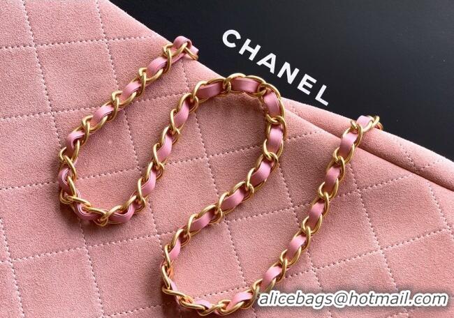 New Fashion Chanel Quilted Suede Medium Flap Handbag CH101001 Pink 2025