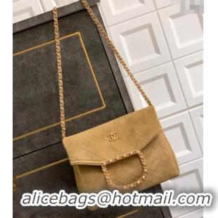 High Quality Chanel Quilted Suede Medium Flap Handbag CH101001 Khaki Yellow 2025