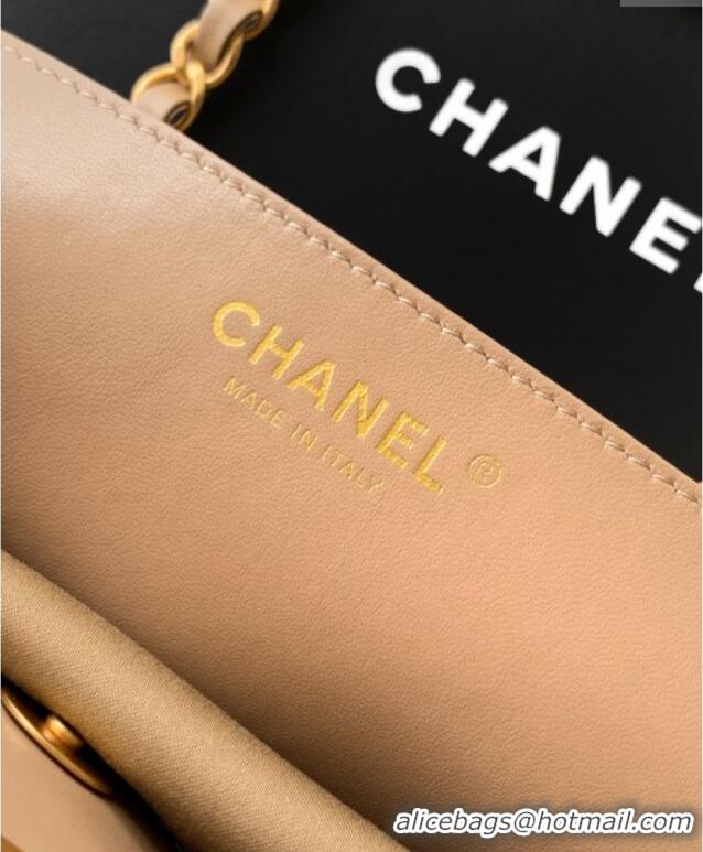 High Quality Chanel Quilted Suede Medium Flap Handbag CH101001 Khaki Yellow 2025