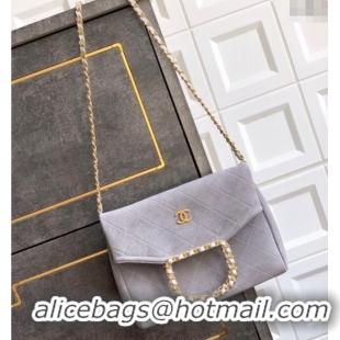 Low Price Chanel Quilted Suede Medium Flap Handbag CH101001 Grey 2025