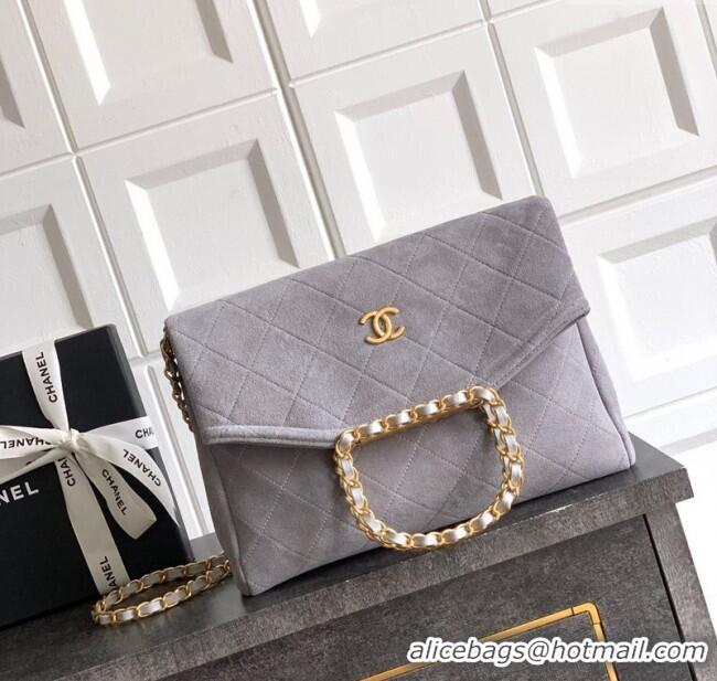 Low Price Chanel Quilted Suede Medium Flap Handbag CH101001 Grey 2025