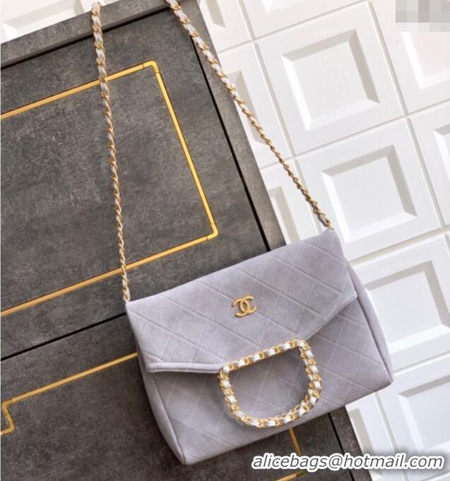 Low Price Chanel Quilted Suede Medium Flap Handbag CH101001 Grey 2025