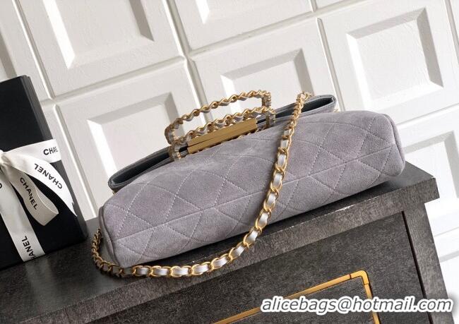 Low Price Chanel Quilted Suede Medium Flap Handbag CH101001 Grey 2025