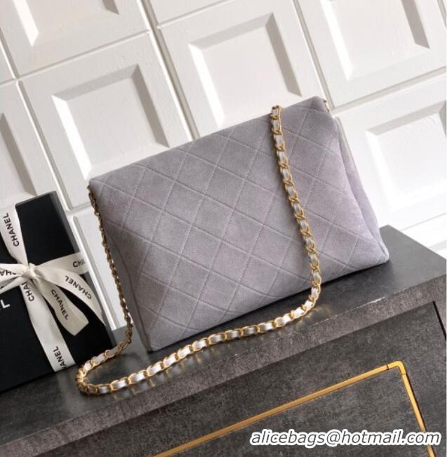Low Price Chanel Quilted Suede Medium Flap Handbag CH101001 Grey 2025