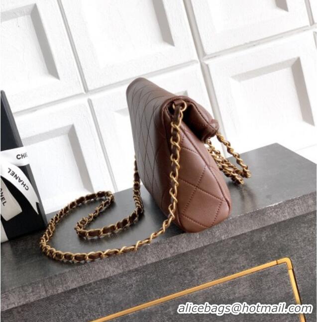 Inexpensive Chanel Quilted Leather Small Flap Handbag CH101001 Dark Brown 2025